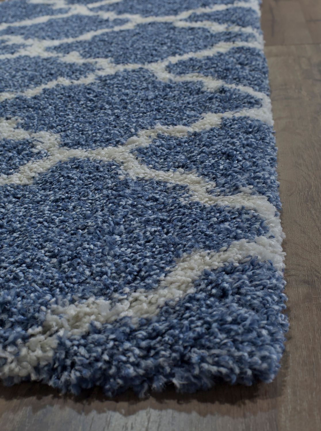 Feather Shag Light Blue Ivory Quatrefoil Rugs America